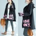 baggy loose black cotton hooded coats winter casual oversize prints outwear