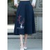 Women navy Cotton embroidery clothes Indian Sewing A line skirts oversized Summer skirt