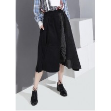 winter 2019 women cotton casual pants high waist patchwork asymmetric skirts