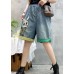 Modern Blue Embroideried denim Summer shorts