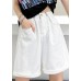 Handmade White High Waist Denim Wide Leg hot pants Summer